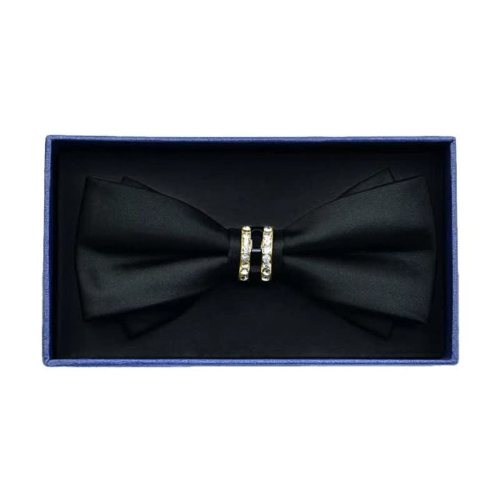Men's Rhinestone Metal Matte Bow Tie - Arch - Black - image 7