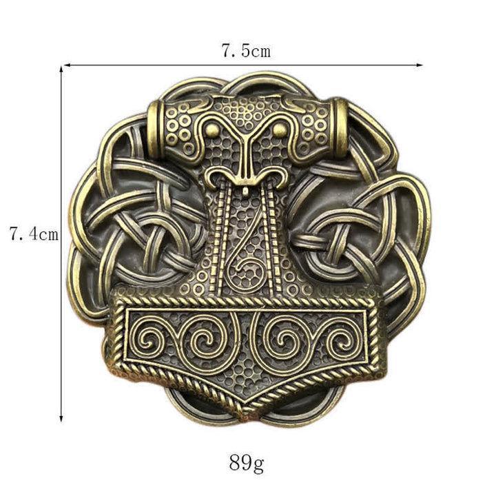 Men's DIY Viking Thor's Hammer Buckle Leather Belt - image 1