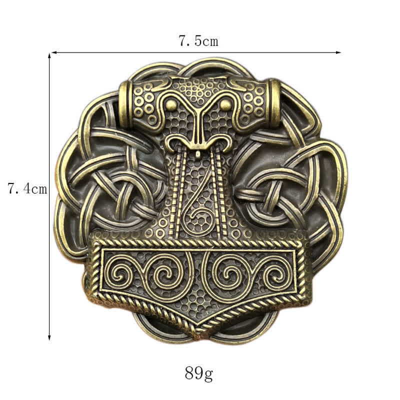 Men's DIY Viking Thor's Hammer Buckle Leather Belt - image 1