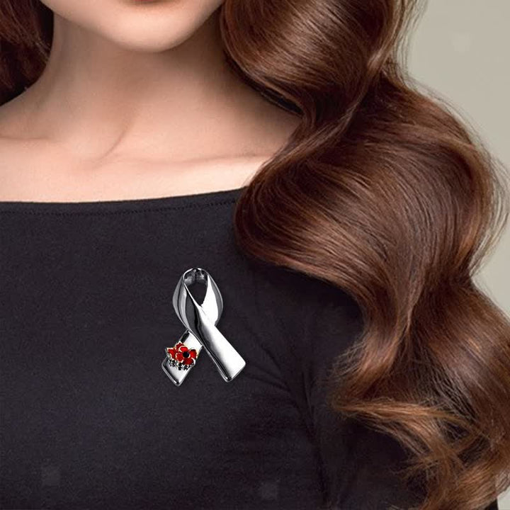 Unisex Disease Awareness Ribbon Poppy Brooch - image 2