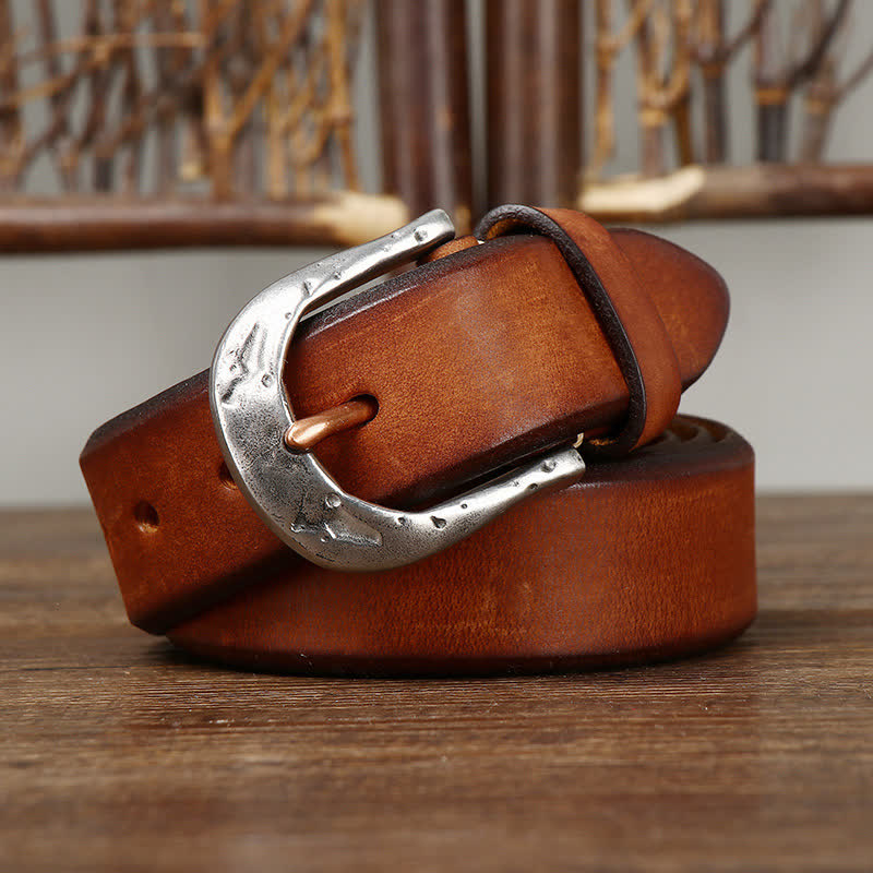Men's Classic Vintage Carved Buckle Leather Belt - image 9