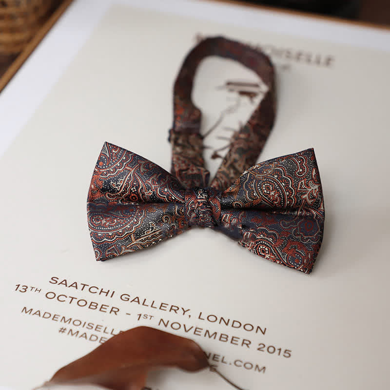 Men's Delicate Vintage Plain Bow Tie - Colored Paisley - image 10