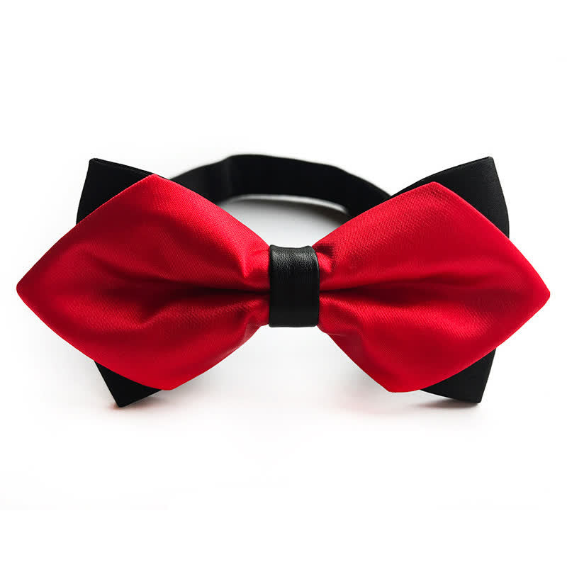 Men's Red Double-layer Pointy Bow Tie - Red - image 0