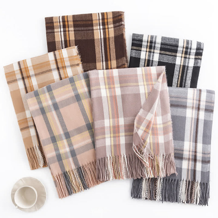 Women's Versatile British Checked Fringe Scarf - image 1