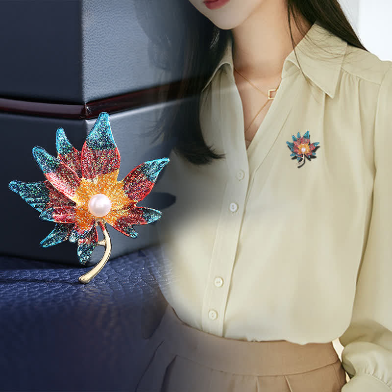 Women's Maple Leaf Pearl Brooch - image 4
