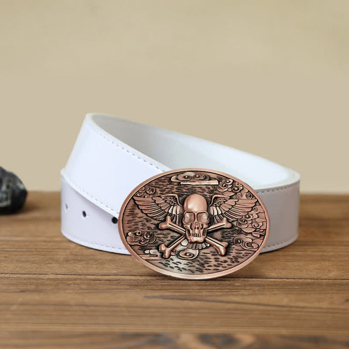 Men's DIY Skull Angel Creative Beer Holder Buckle Leather Belt - Copper - White PU Belt (40) - image 14