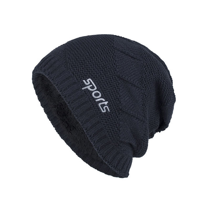 Casual Winter Solid Color Pile Knitted Hat - Navy - Adjustable (21 5/8"-23 5/8") - image 14