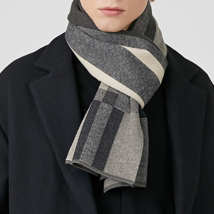 Men's Winter Classical Warm Plaid Stripe Scarf - Dark Gray - image 13