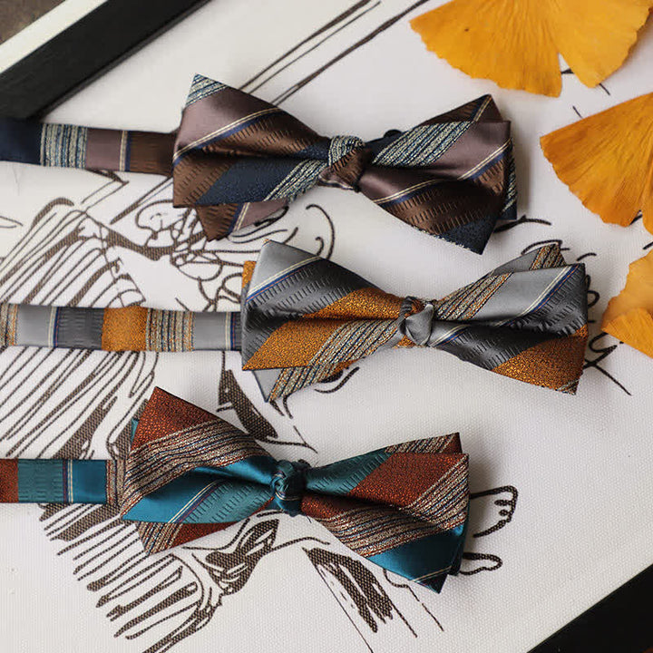 Men's Retro Striped Color Clash Bow Tie - image 0