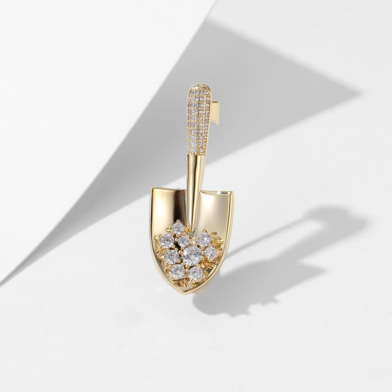Unisex Plated Mini Shovel Brooch - image 2