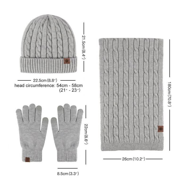 3Pcs Unisex Warm Hat Scarf Gloves Set - image 8