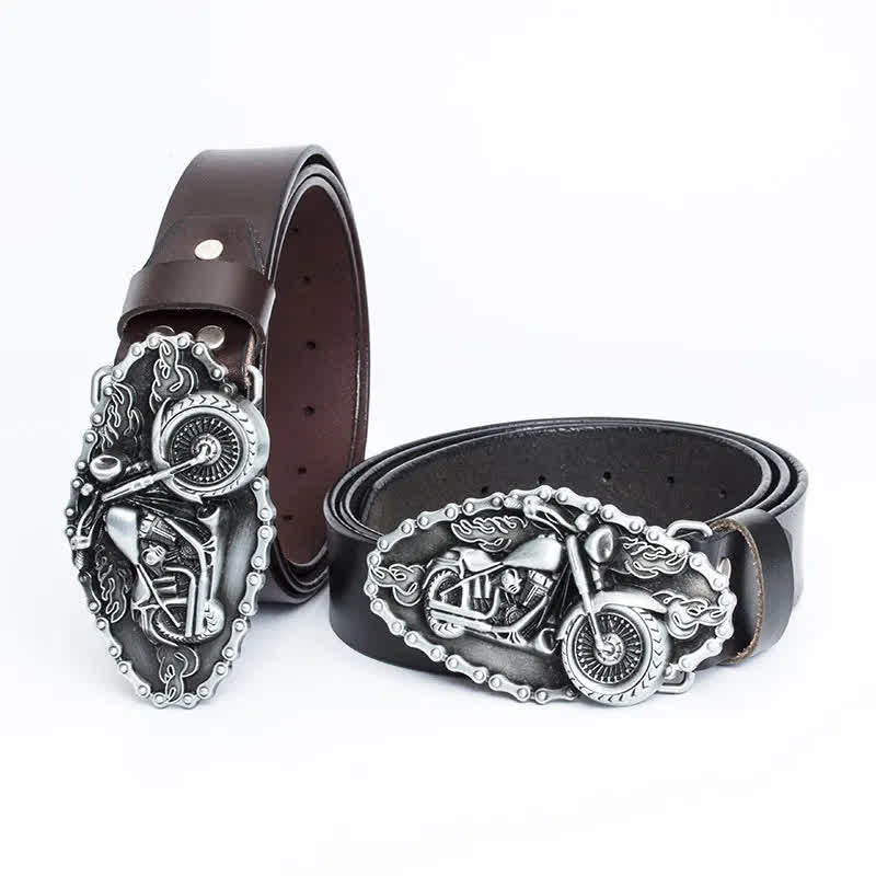 Men's Punk Locomotive Motorcycle Leather Belt - image 1
