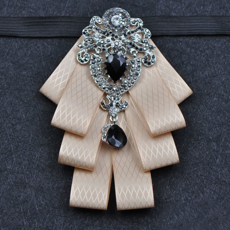 3Pcs Plaid Black Rhinestone Bow Tie Set - image 2