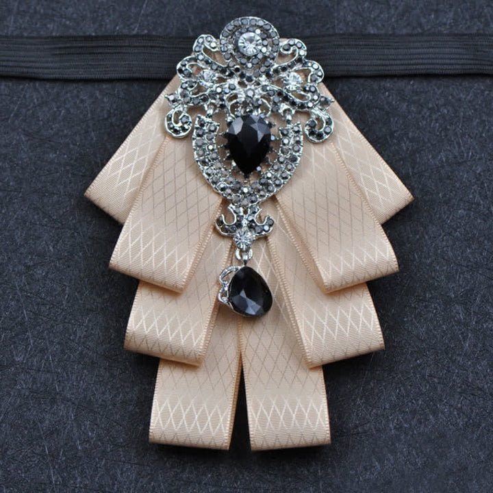 3Pcs Plaid Black Rhinestone Bow Tie Set - image 2