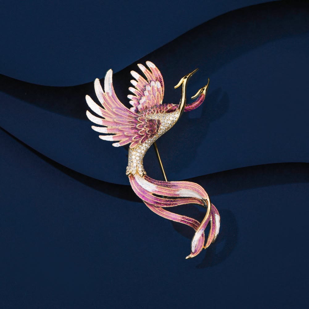 Women's Flying Two Headed Phoenix Brooch - Purple - image 4
