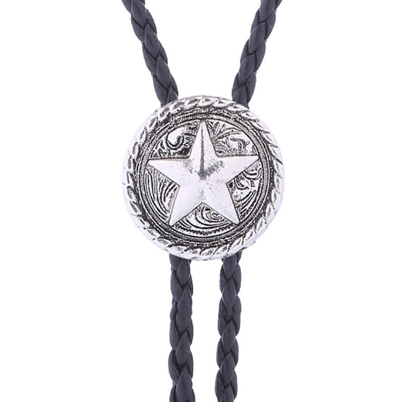 Five-Pointed Star Braided Leather Cord Bolo Tie - image 9