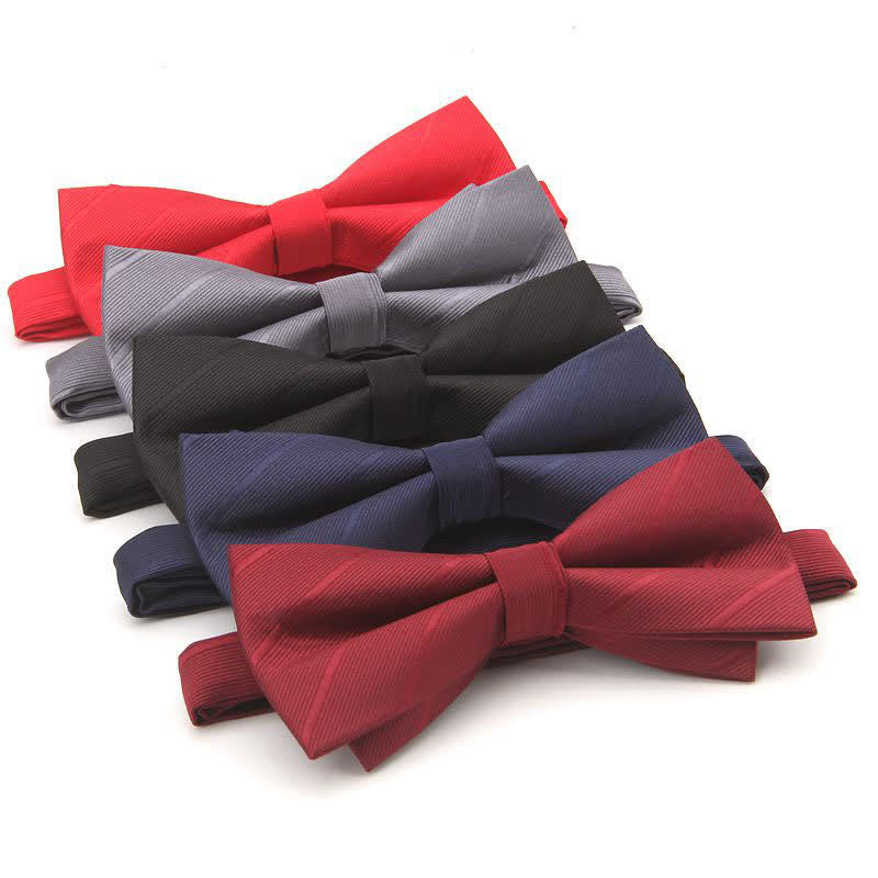 Men's Double-layer Plain Striped Bow Tie - image 1