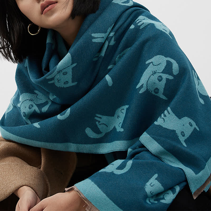 Women's Large Wrap Warm Cat Print Coldproof Scarf - image 7
