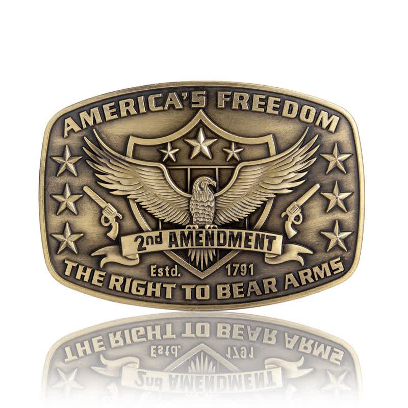 Men's DIY Eagle America's Freedom Buckle Leather Belt - Antique Bronze - Without Belt - image 3