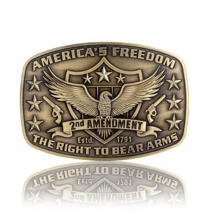 Men's DIY Eagle America's Freedom Buckle Leather Belt - Antique Bronze - Without Belt - image 3