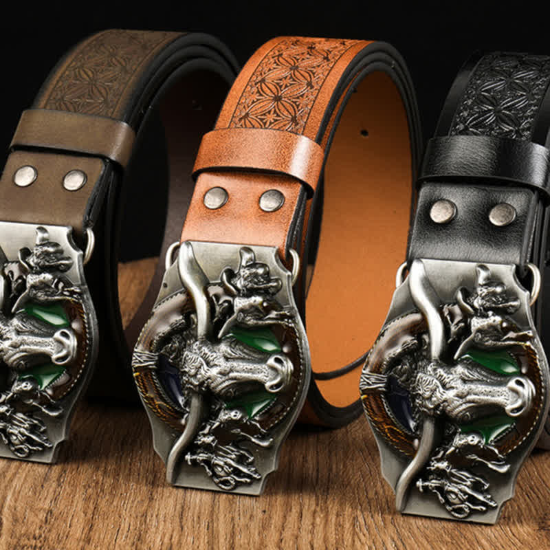 Men's Domineering Bull Head Leather Belt - image 1