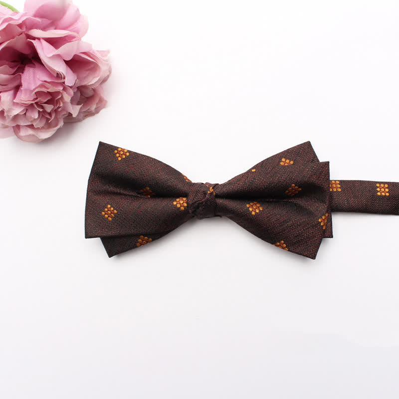 Men's Geometrical Business Office Bow Tie - SaddleBrown Dots - image 16