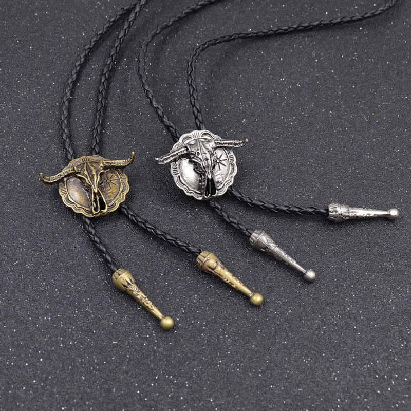 Wild Western Rodeo Bull Head Bolo Tie - image 1