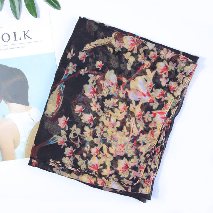 Women's Lightweight Blooming Floral Birds Scarf - image 8