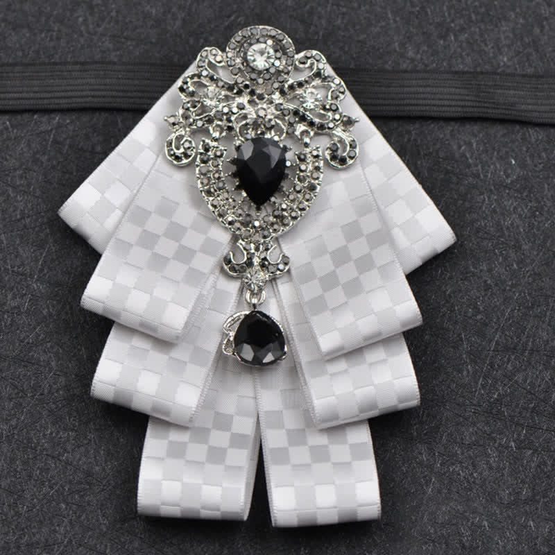 3Pcs Plaid Black Rhinestone Bow Tie Set - image 22