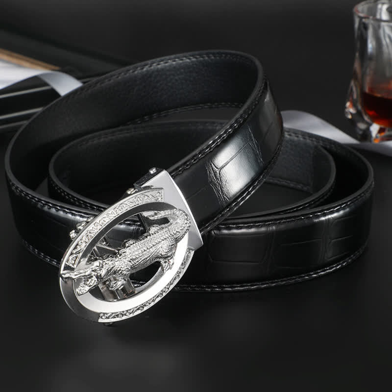 Men's Alligator Automatic Buckle Crocodile Print Leather Belt - image 3
