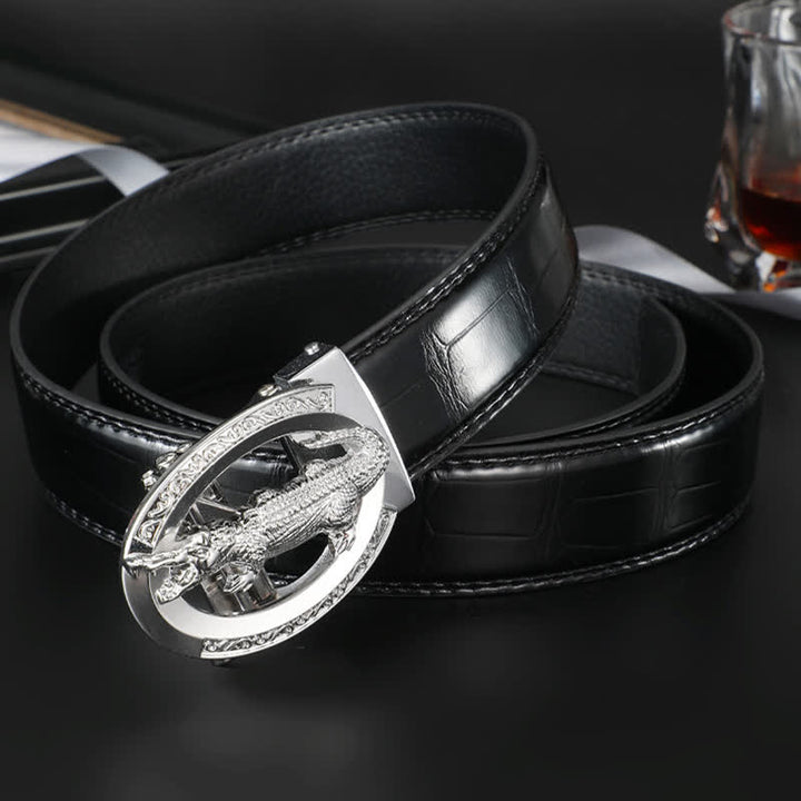 Men's Alligator Automatic Buckle Crocodile Print Leather Belt - image 3