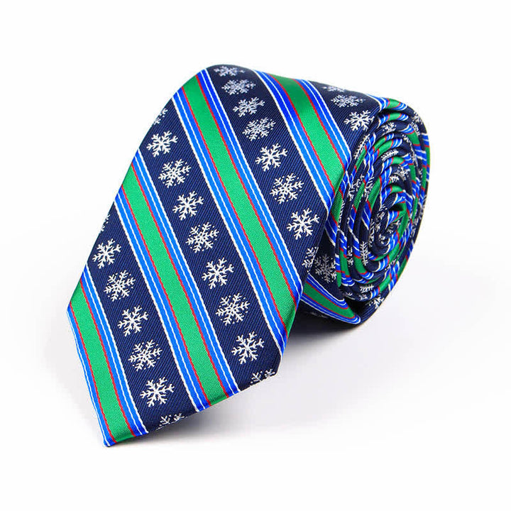 Men's Novelty Christmas Santa Vibe Element Necktie - Blue Snowflakes - image 3