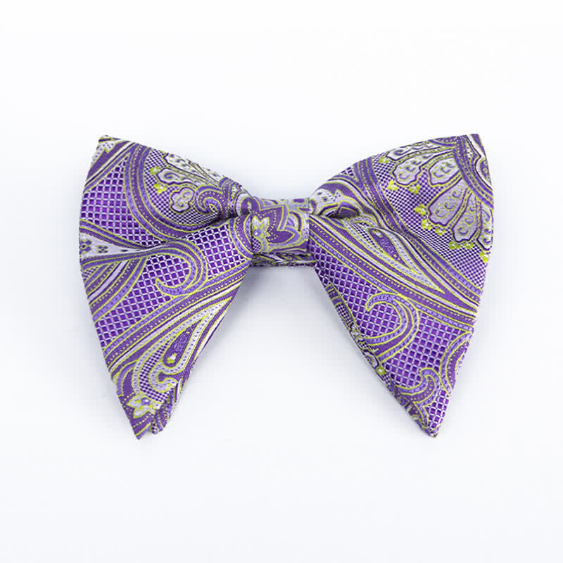 Men's Colorful Paisley Oversized Pointed Bow Tie - Violet - image 17