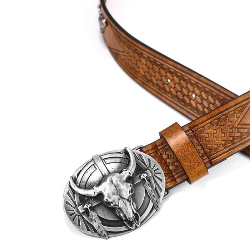 Men's Engraved Mad Bull Leather Belt - image 8