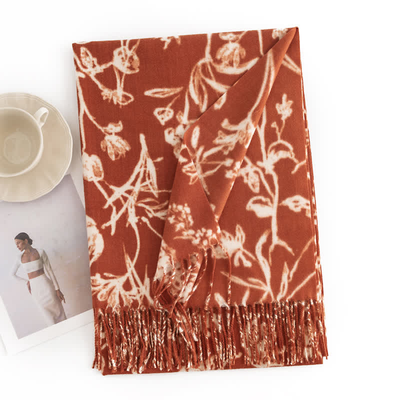Women's Cream Sweet Flower Botanical Scarf - Orange - image 16