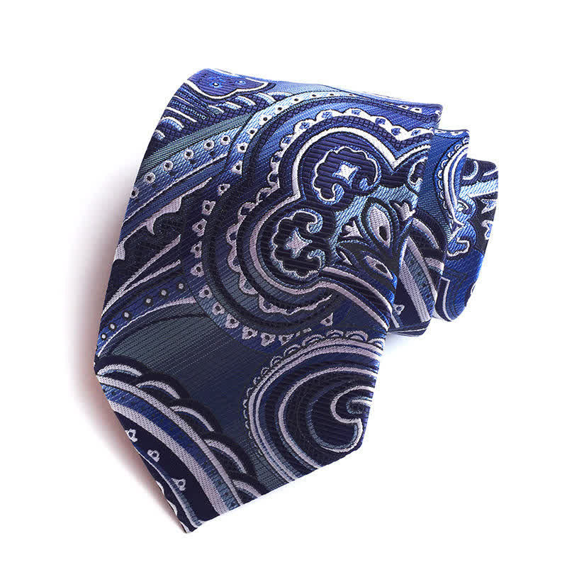 SteelBlue & White Men's Illusion Paisley Necktie - SteelBlue & White - image 0
