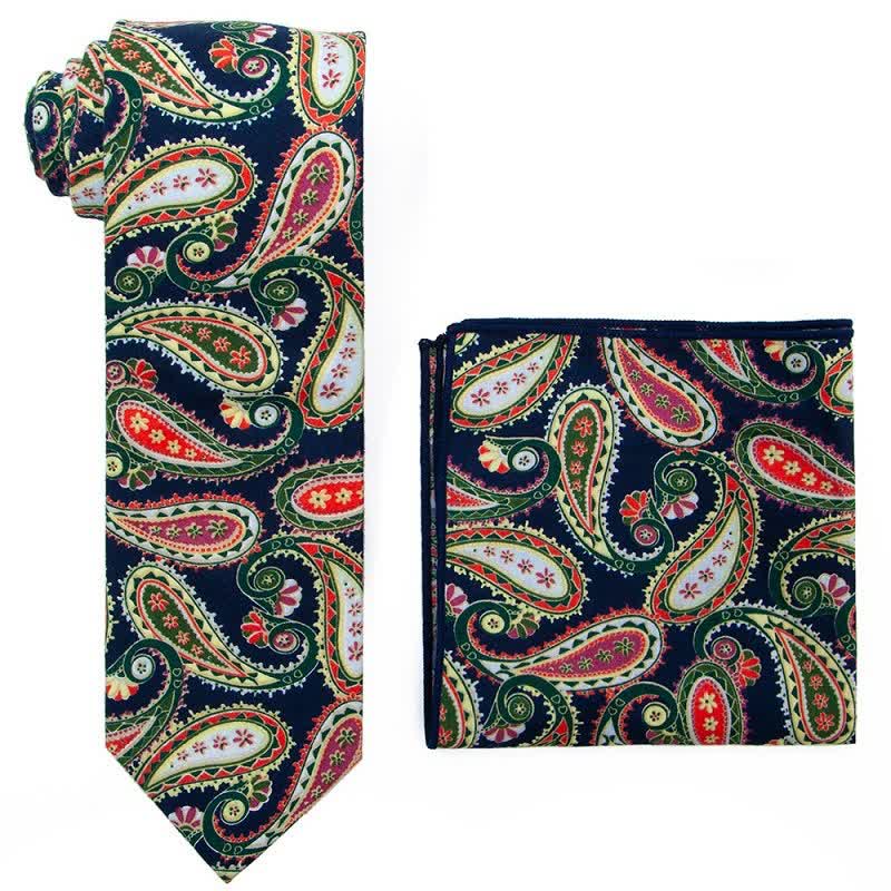 2Pcs Men's Exotic Paisley Necktie Set - Olive - image 6