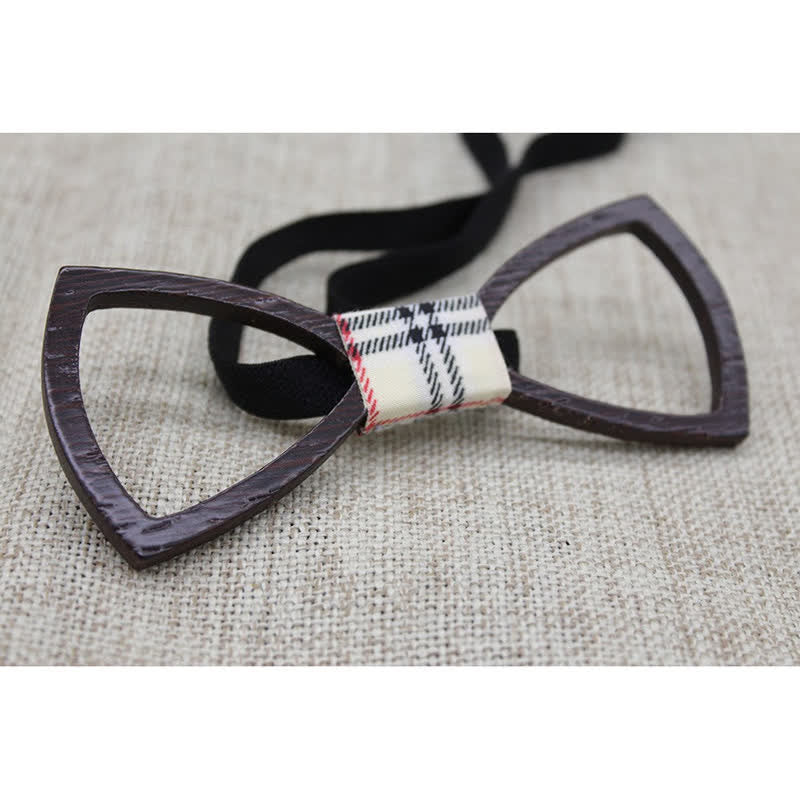 Men's Dark Hollow Glasses Wooden Bow Tie Set - image 1
