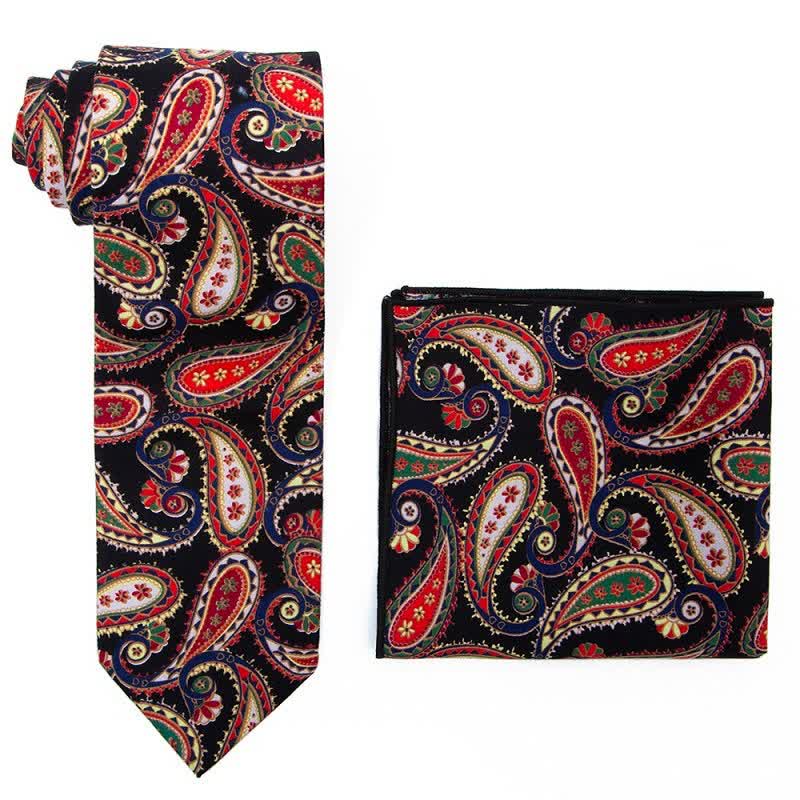 2Pcs Men's Exotic Paisley Necktie Set - Orange - image 1