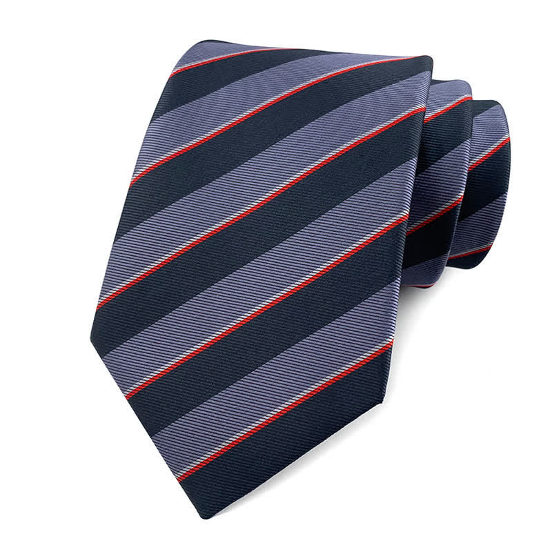 Men's Traditional Repp Striped Office Necktie - Gray & Black - image 16