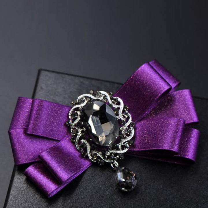 3Pcs Black Rhinestone Solid Colored Bow Tie Set - image 2