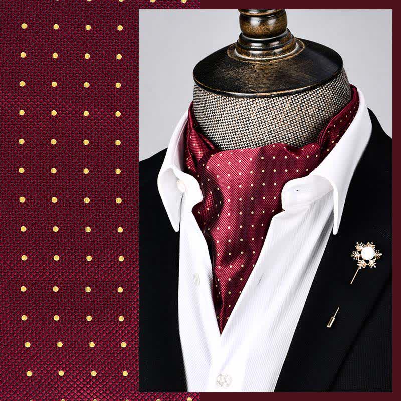 DarkRed Modern Grandeur Floral Ascot Polka Dots Cravat - DarkRed - image 0