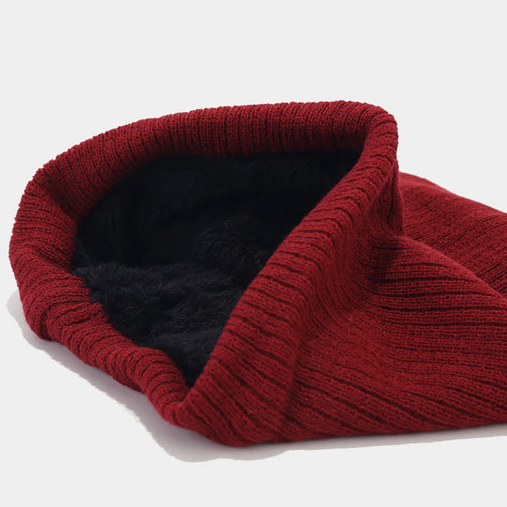 3Pcs Unisex Solid Color Twill Hat Scarf Gloves Set - image 8