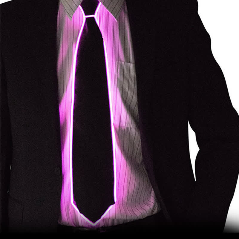 Funny Neon LED Colorful Glowing Necktie - Pink - image 9