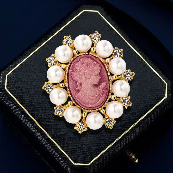 Women's Palace Relief Beauty Pearl Brooch - image 3