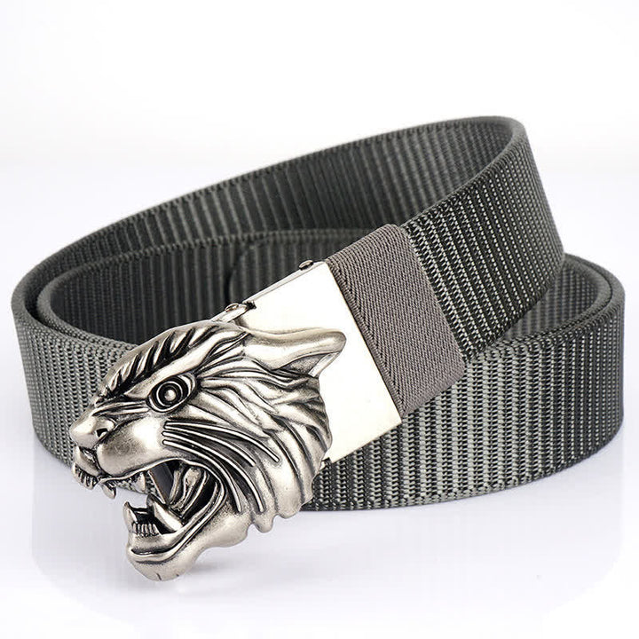 Men's Roaring Tiger Head Nylon Belt - Gray / Silver - 48" - image 19
