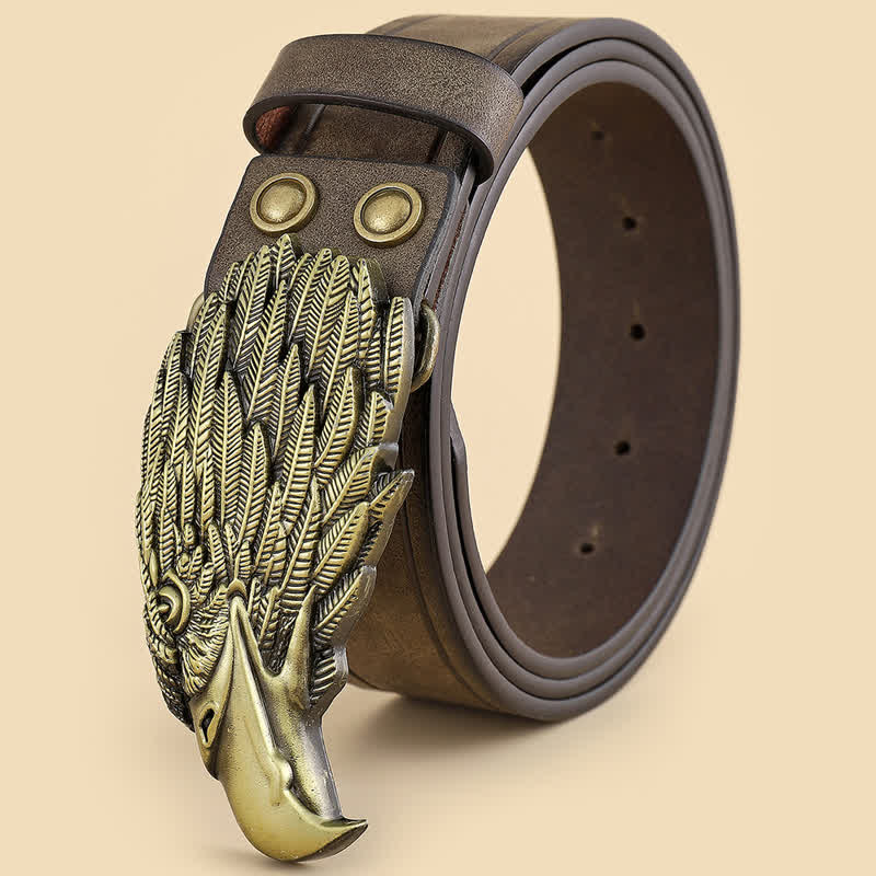 Men's Eagle Head 3D Vulture Shape Leather Belt - Eagle - 42 - image 0