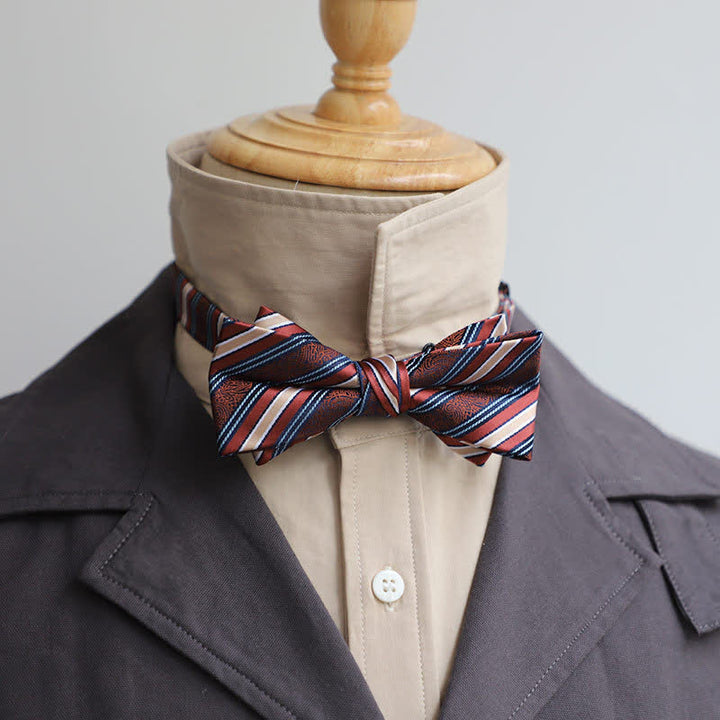 Men's Versatile Coffee Striped Bow Tie - Style #2 - image 2