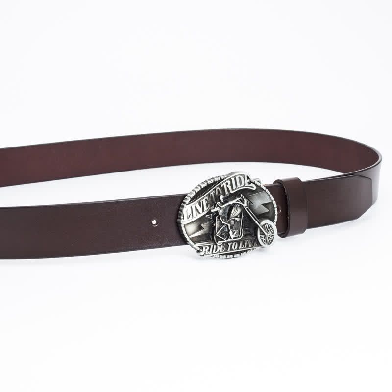 Men's Skeleton Motorcyclist Skull Leather Belt - image 5