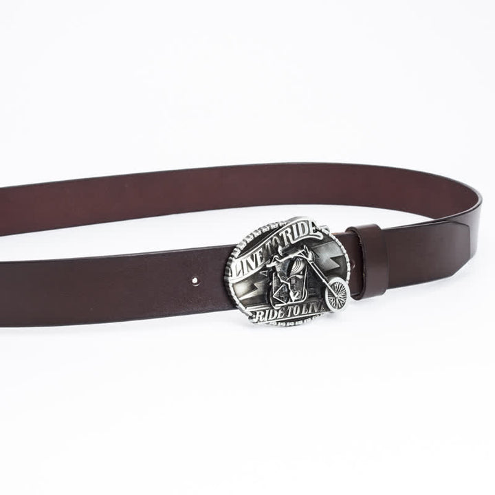 Men's Skeleton Motorcyclist Skull Leather Belt - image 5